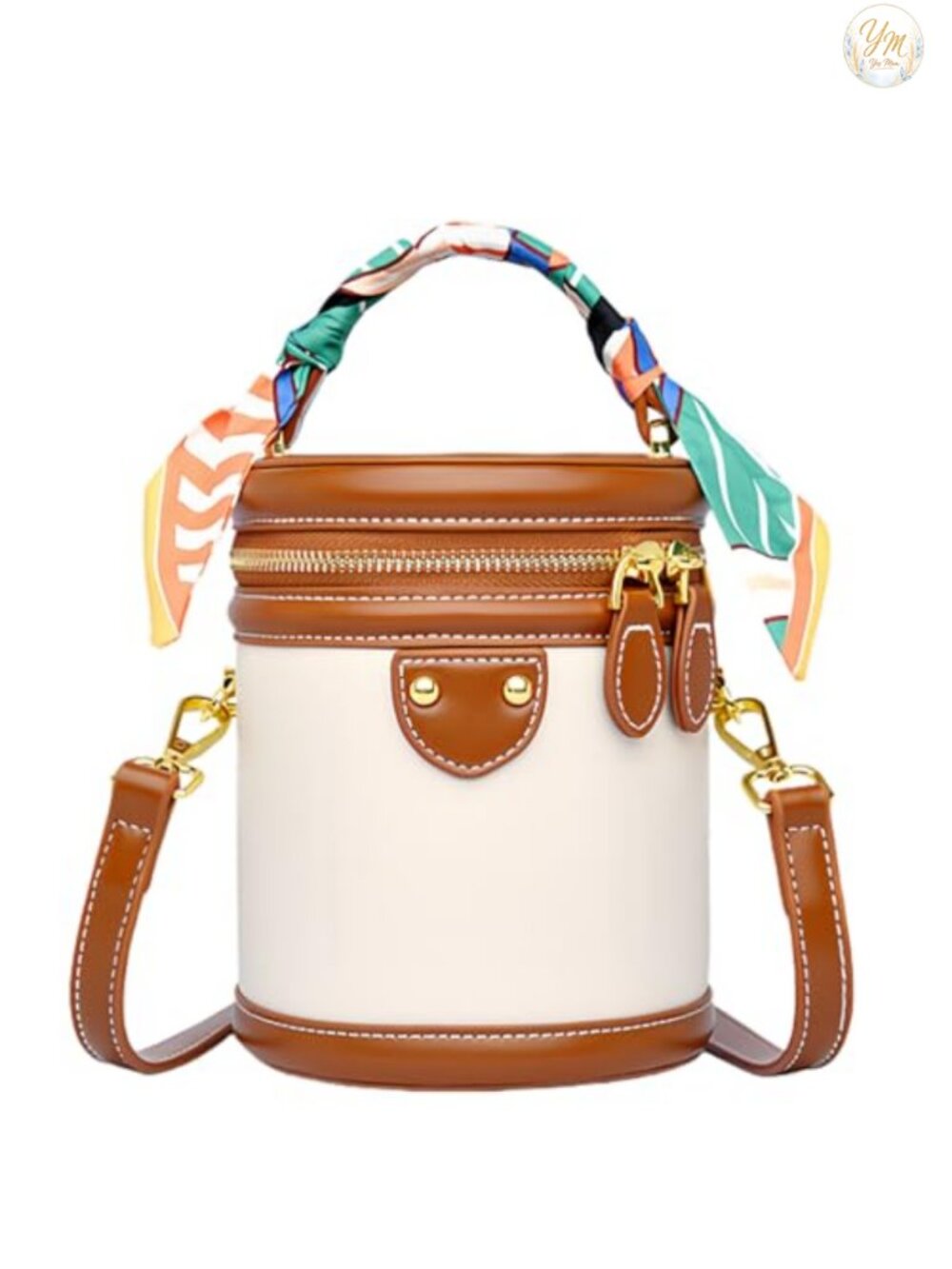 Mini Bucket Crossbody Bag Vegan Leather Small Round Handle Handbag Purse